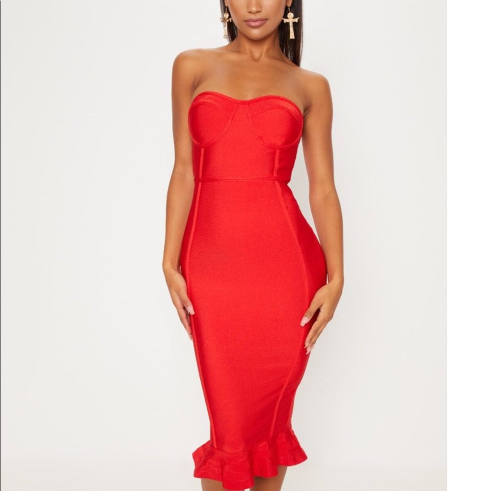 Pretty Little Thing red bandage dress